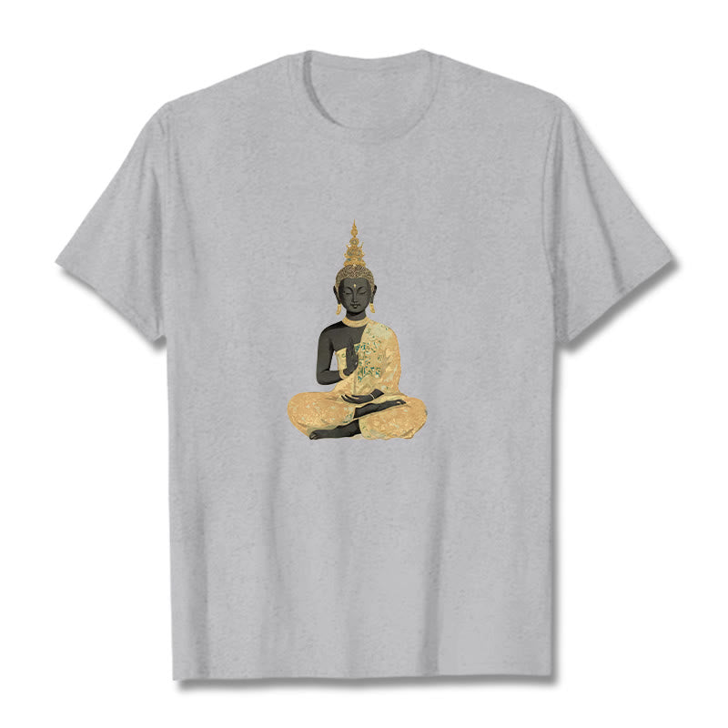 Maglietta in cotone con motivo Buddha Stones in meditazione - Grigio chiaro - 2XL - image 14