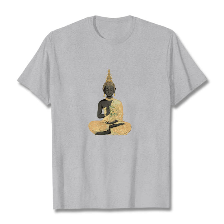 Maglietta in cotone con motivo Buddha Stones in meditazione - Grigio chiaro - 2XL - image 14