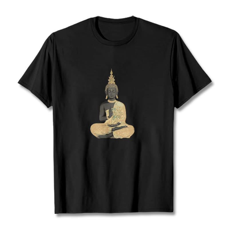 Maglietta in cotone con motivo Buddha Stones in meditazione - Nero - 2XL - image 10