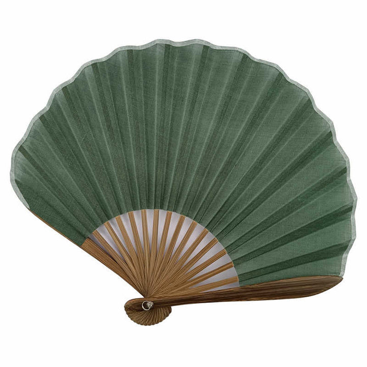 Ventaglio pieghevole in bambù a forma di conchiglia, stile retrò, Buddha Stones - image 5