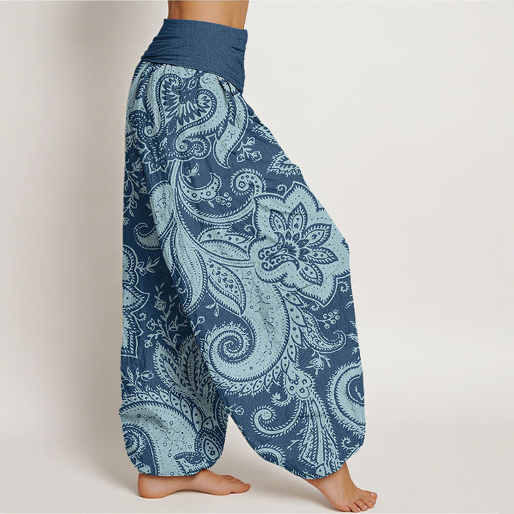 Pantaloni harem elastici in vita da donna con motivo paisley e fiori Buddha Stones - image 1