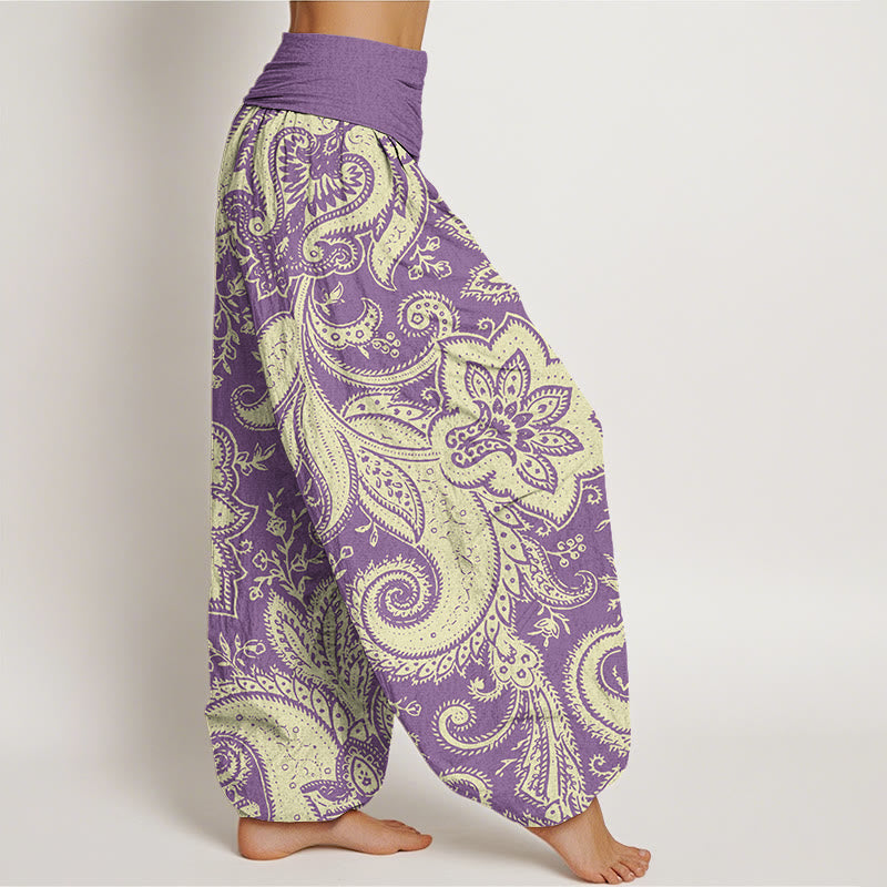 Pantaloni harem elastici in vita da donna con motivo paisley e fiori Buddha Stones - image 6