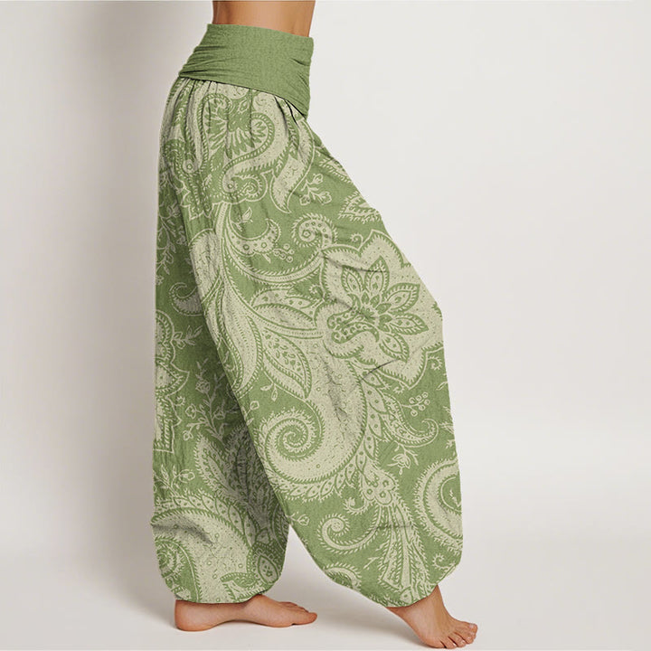 Pantaloni harem elastici in vita da donna con motivo paisley e fiori Buddha Stones - image 9