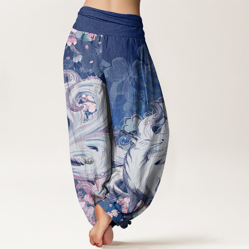 Pantaloni harem elastici in vita da donna Buddha Stones Fox Cherry Blossoms - image 9