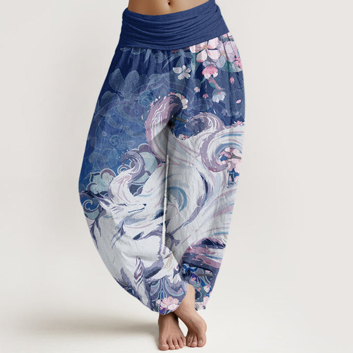 Pantaloni harem elastici in vita da donna Buddha Stones Fox Cherry Blossoms - Marina - US22, UK/AU26, EU54 (6XL) - image 7