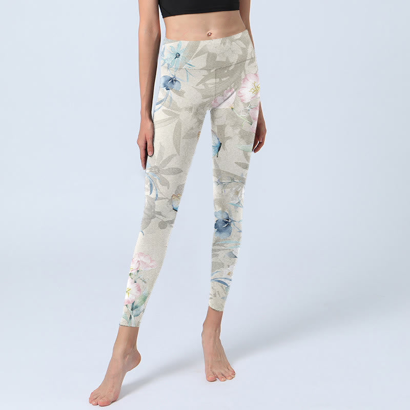 Leggings da palestra con stampa di farfalle in fiore di ciliegio Buddha Stones, pantaloni da yoga da donna - image 5