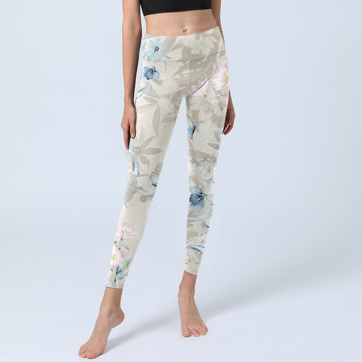 Leggings da palestra con stampa di farfalle in fiore di ciliegio Buddha Stones, pantaloni da yoga da donna - image 5