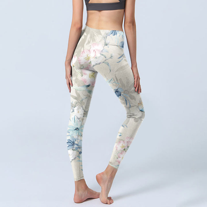 Leggings da palestra con stampa di farfalle in fiore di ciliegio Buddha Stones, pantaloni da yoga da donna - image 4