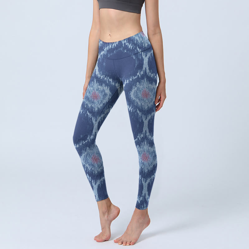 Leggings da palestra Buddha Stones blu navy e bianco con design da donna, pantaloni da yoga - Marina - US18, UK/AU22, EU50 (4XL) - image 1