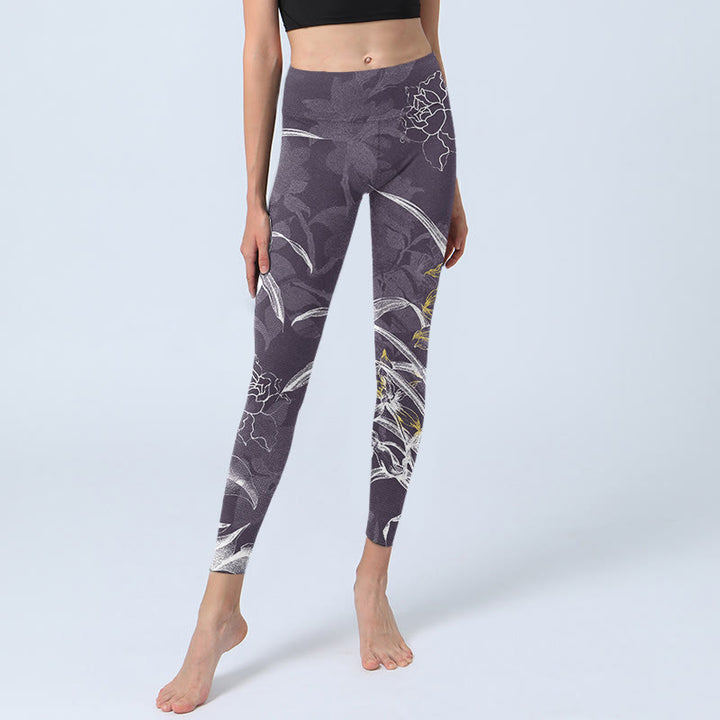 Leggings da palestra Buddha Stones Orchid Flower Roses Pantaloni da yoga da donna - image 5