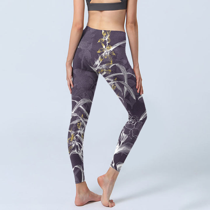 Leggings da palestra Buddha Stones Orchid Flower Roses Pantaloni da yoga da donna - image 4