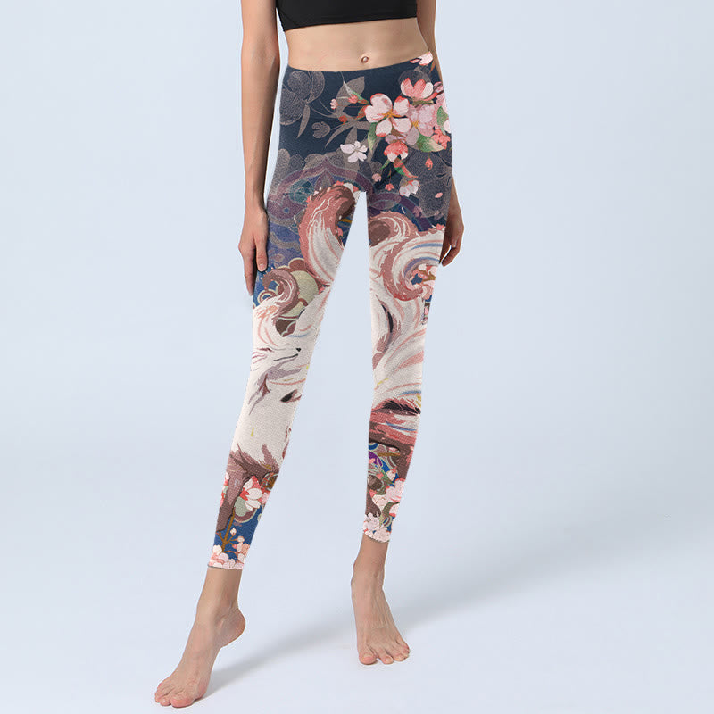Leggings da palestra Buddha Stones Fox Cherry Blossoms Pantaloni da yoga da donna - image 5
