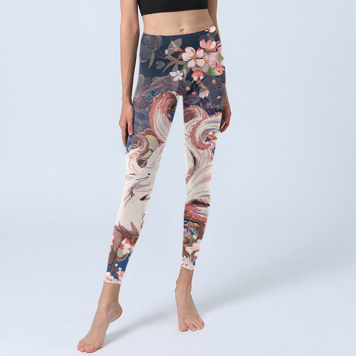 Leggings da palestra Buddha Stones Fox Cherry Blossoms Pantaloni da yoga da donna - image 6