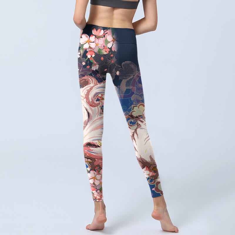 Leggings da palestra Buddha Stones Fox Cherry Blossoms Pantaloni da yoga da donna - image 6