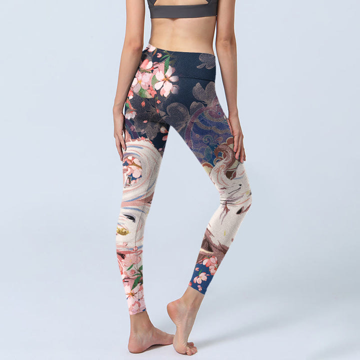 Leggings da palestra Buddha Stones Fox Cherry Blossoms Pantaloni da yoga da donna - image 5