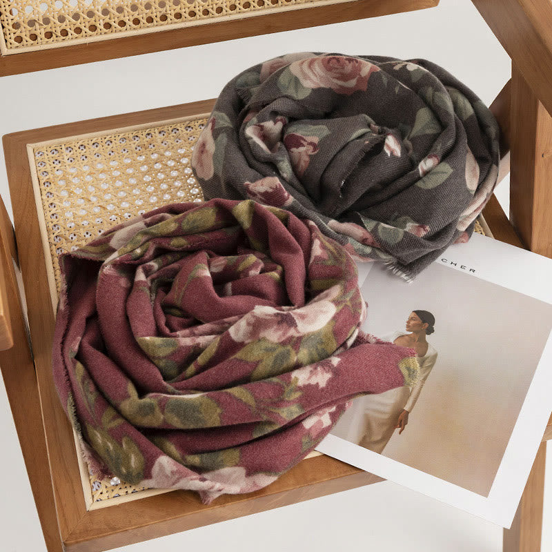 Scialle tibetano Buddha Stones Garden Rose Autunno Inverno Sciarpa da viaggio avvolgente - image 1