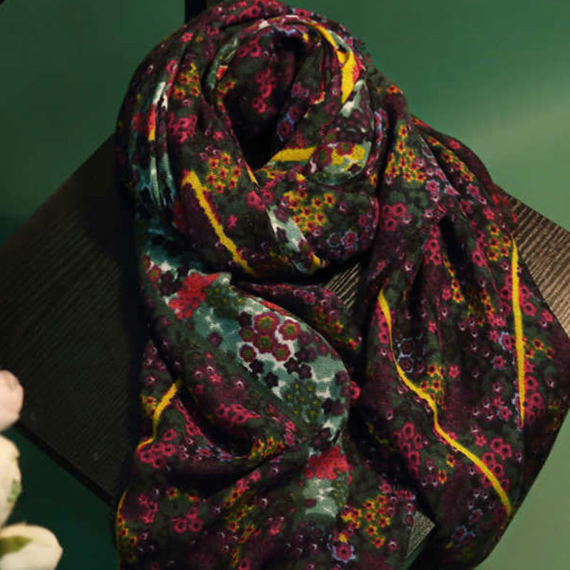 Scialle invernale da viaggio con pittura a olio di fiori Buddha Stones, tibetano, vintage, da palazzo - image 1