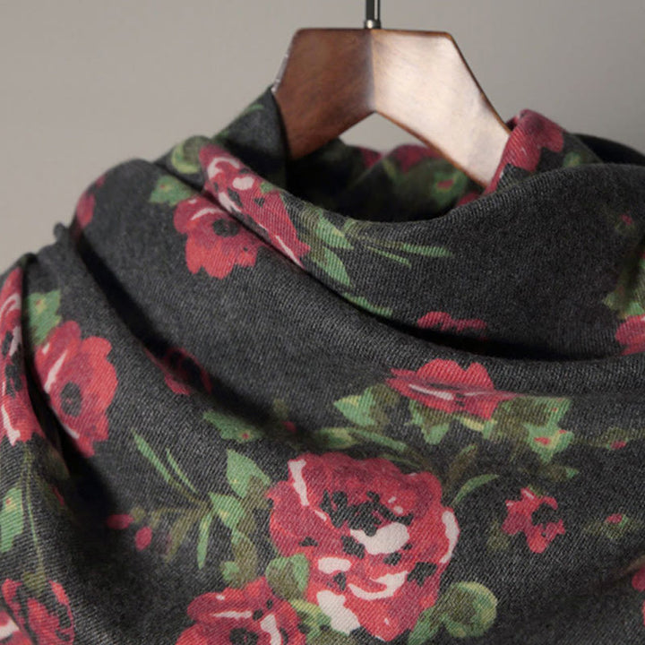 Scialle da giardino con fiori di rosa tibetani Buddha Stones , autunno inverno, sciarpa avvolgente  - image 9