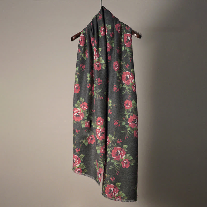 Scialle da giardino con fiori di rosa tibetani Buddha Stones , autunno inverno, sciarpa avvolgente  - image 5
