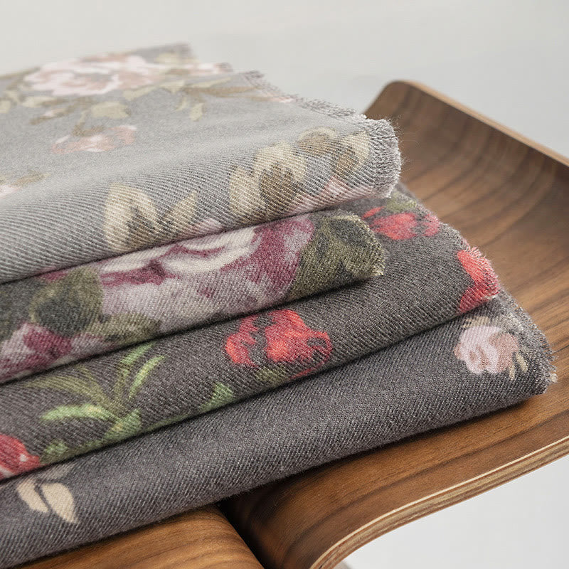 Scialle da giardino con fiori di rosa tibetani Buddha Stones , autunno inverno, sciarpa avvolgente  - image 1