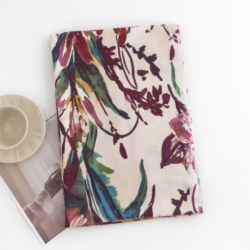 Scialle con stampa floreale colorata dolce tibetano Buddha Stones, sciarpa morbida invernale autunnale - image 1