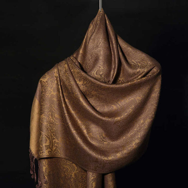 Sciarpa/stola con nappe in jacquard di anacardi tibetani e Buddha Stones, calda e accogliente, ideale per primavera, autunno e inverno. - image 4
