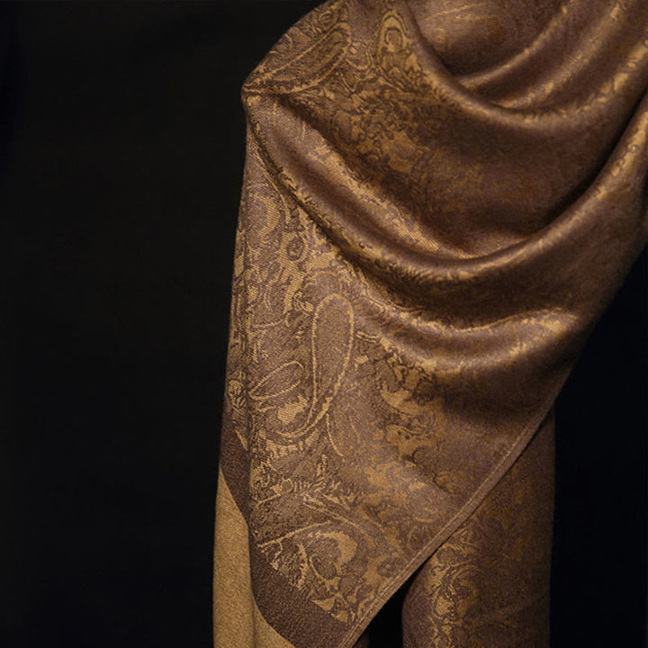 Sciarpa/stola con nappe in jacquard di anacardi tibetani e Buddha Stones, calda e accogliente, ideale per primavera, autunno e inverno. - image 6