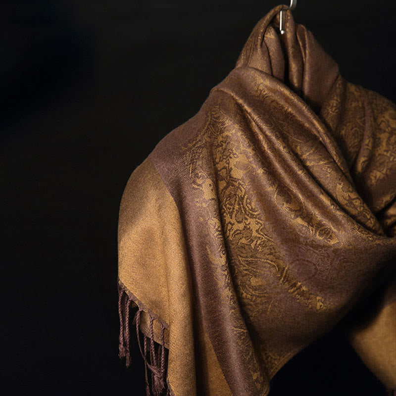 Scialle con nappe in jacquard di anacardi tibetani e Buddha Stones, primavera, autunno, inverno, caldo e accogliente, sciarpa avvolgente