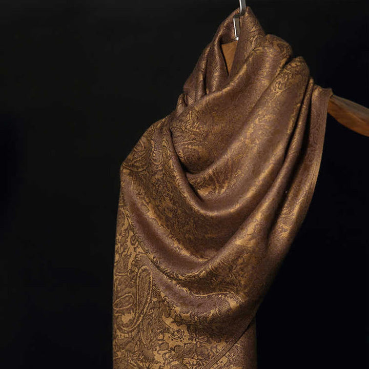 Sciarpa/stola con nappe in jacquard di anacardi tibetani e Buddha Stones, calda e accogliente, ideale per primavera, autunno e inverno. - image 0
