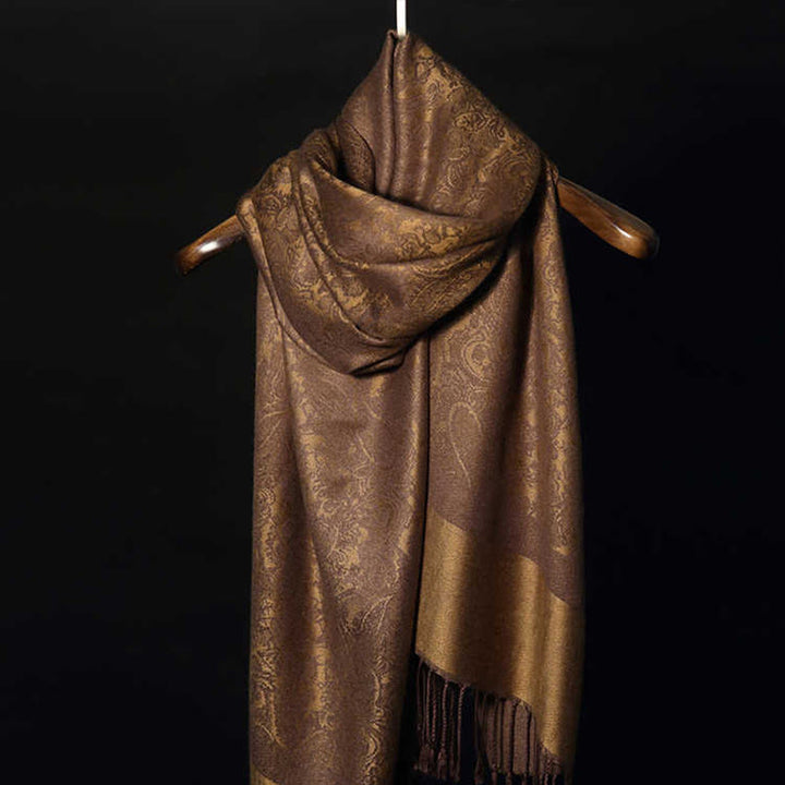 Scialle con nappe in jacquard di anacardi tibetani e Buddha Stones, primavera, autunno, inverno, caldo e accogliente, sciarpa avvolgente