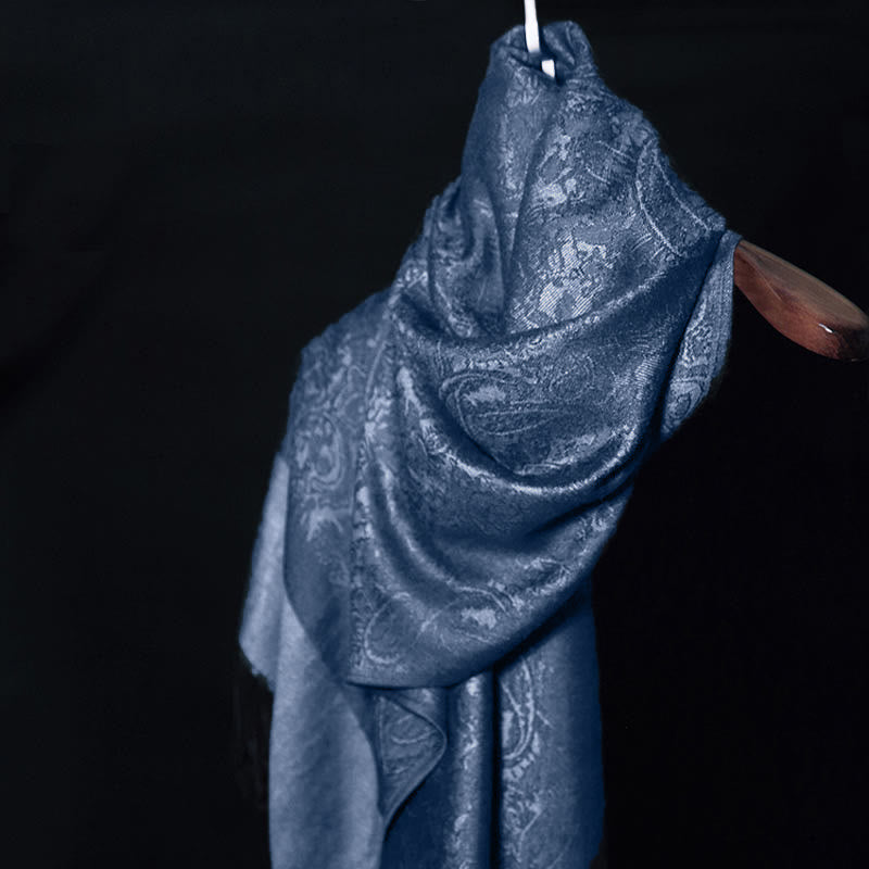 Scialle con nappe in jacquard di anacardi tibetani e Buddha Stones, primavera, autunno, inverno, caldo e accogliente, sciarpa avvolgente
