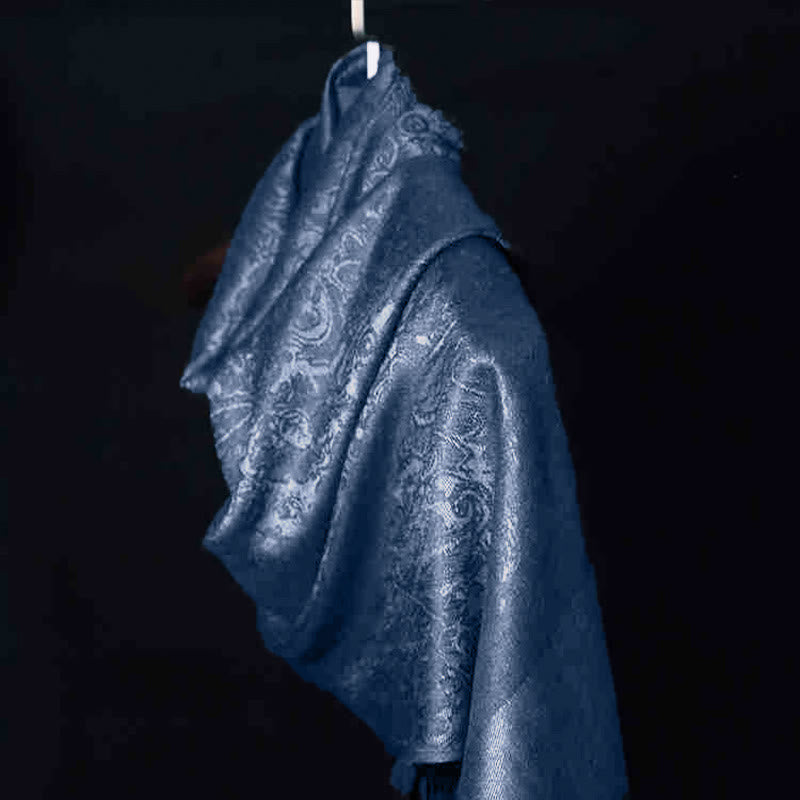 Sciarpa/stola con nappe in jacquard di anacardi tibetani e Buddha Stones, calda e accogliente, ideale per primavera, autunno e inverno. - image 13