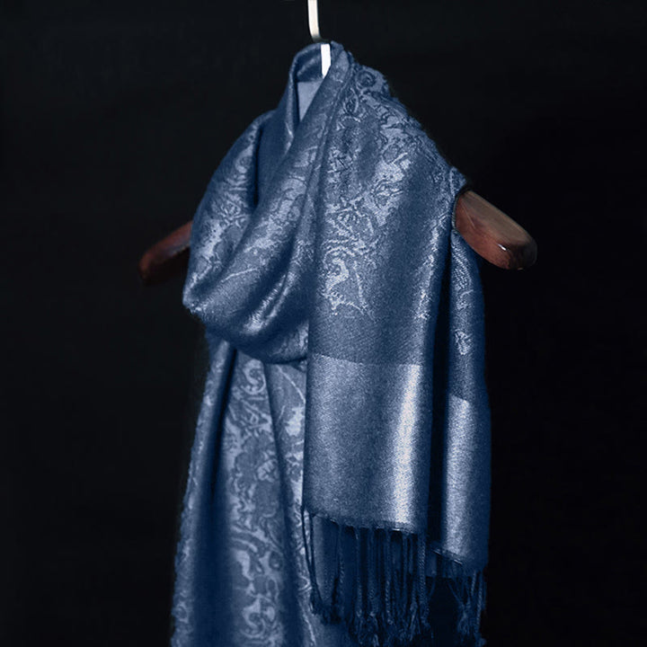 Scialle con nappe in jacquard di anacardi tibetani e Buddha Stones, primavera, autunno, inverno, caldo e accogliente, sciarpa avvolgente
