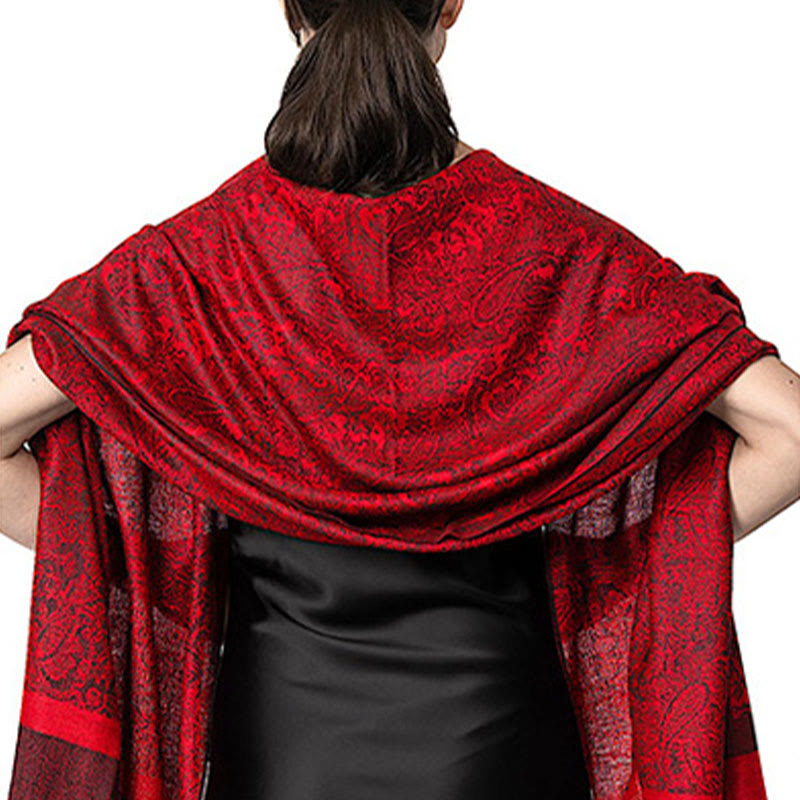 Scialle con nappe in jacquard di anacardi tibetani e Buddha Stones, primavera, autunno, inverno, caldo e accogliente, sciarpa avvolgente