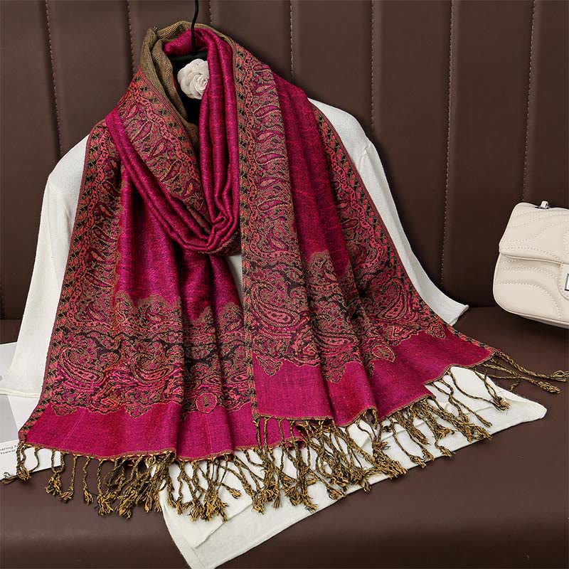 Scialle con stampa floreale colorata in jacquard di anacardi tibetani con Buddha Stones , autunno inverno, sciarpa calda e morbida