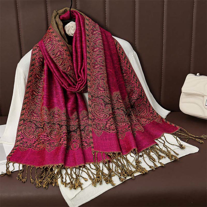Scialle con stampa floreale colorata in jacquard di anacardi tibetani con Buddha Stones , autunno inverno, sciarpa calda e morbida