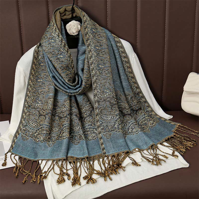Scialle con stampa floreale colorata in jacquard di anacardi tibetani con Buddha Stones , autunno inverno, sciarpa calda e morbida