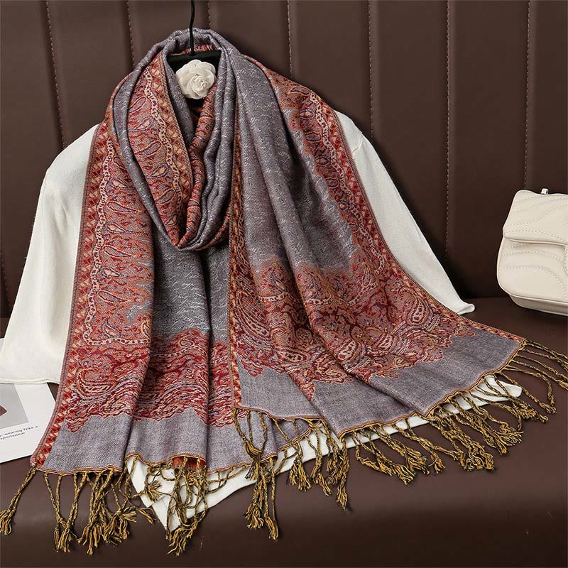 Scialle con stampa floreale colorata in jacquard di anacardi tibetani con Buddha Stones , autunno inverno, sciarpa calda e morbida