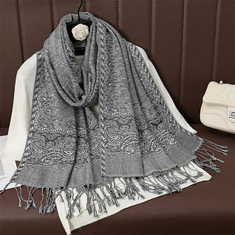 Scialle con stampa floreale colorata in jacquard di anacardi tibetani con Buddha Stones , autunno inverno, sciarpa calda e morbida