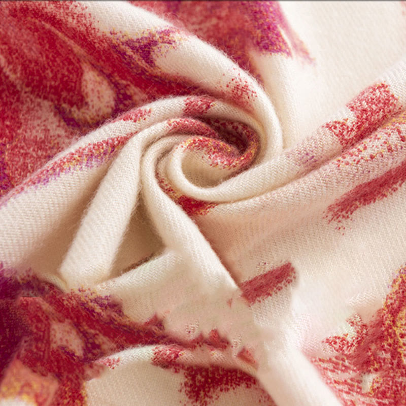 Scialle con stampa floreale rosso tibetano Buddha Stones, autunno inverno, morbido e caldo - image 12