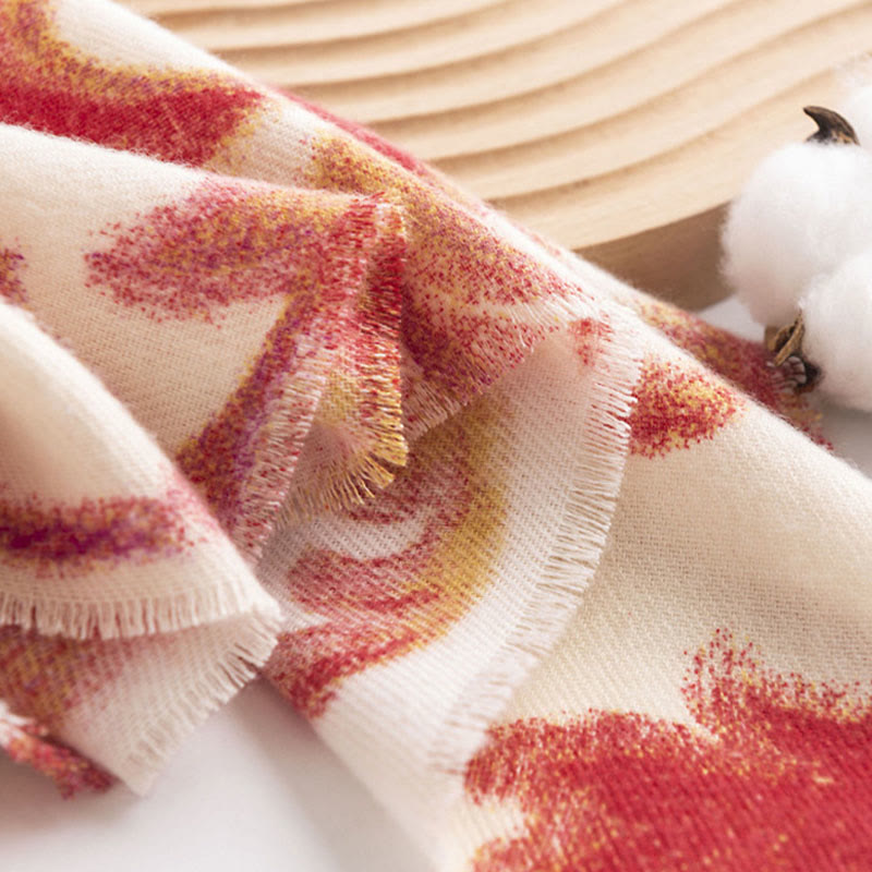 Scialle con stampa floreale rosso tibetano Buddha Stones, autunno inverno, morbido e caldo - image 15