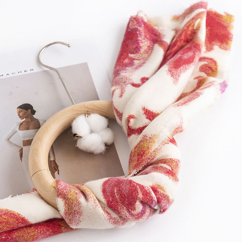Scialle con stampa floreale rosso tibetano Buddha Stones, autunno inverno, morbido e caldo
