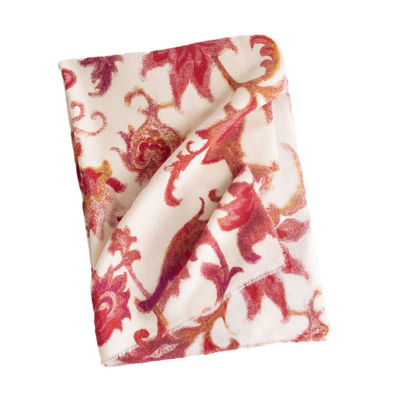 Scialle con stampa floreale rosso tibetano Buddha Stones, autunno inverno, morbido e caldo