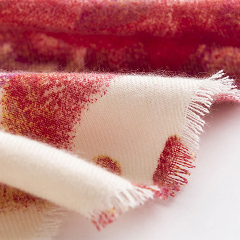 Scialle con stampa floreale rosso tibetano Buddha Stones, autunno inverno, morbido e caldo - image 16