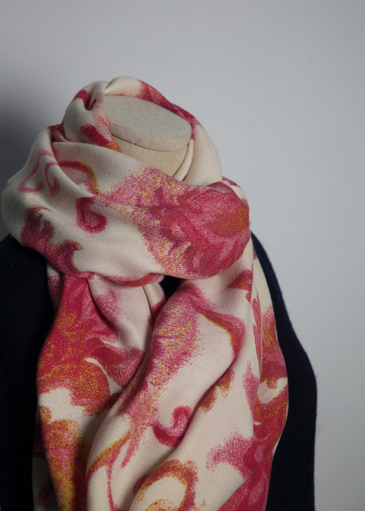 Scialle con stampa floreale rosso tibetano Buddha Stones, autunno inverno, morbido e caldo - image 8