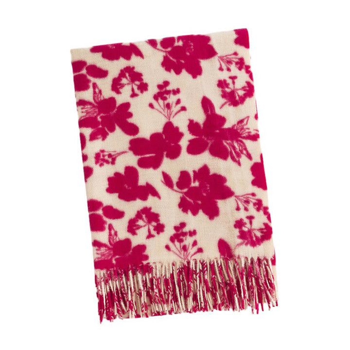 Scialle con stampa di nappe, in morbido e caldo tessuto a maglia, per autunno e inverno, con Buddha Stones e fiori di rosa tibetani