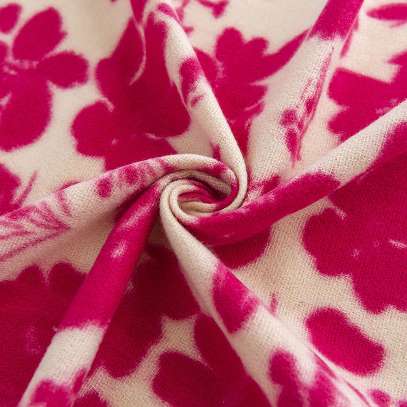 Scialle con stampa di nappe, in morbido e caldo tessuto a maglia, per autunno e inverno, con Buddha Stones e fiori di rosa tibetani