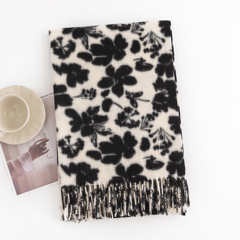 Scialle con stampa di nappe, in morbido e caldo tessuto a maglia, per autunno e inverno, con Buddha Stones e fiori di rosa tibetani