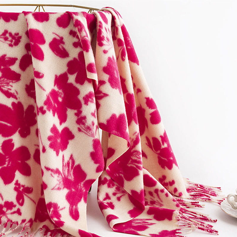 Scialle con stampa di nappe, in morbido e caldo tessuto a maglia, per autunno e inverno, con Buddha Stones e fiori di rosa tibetani
