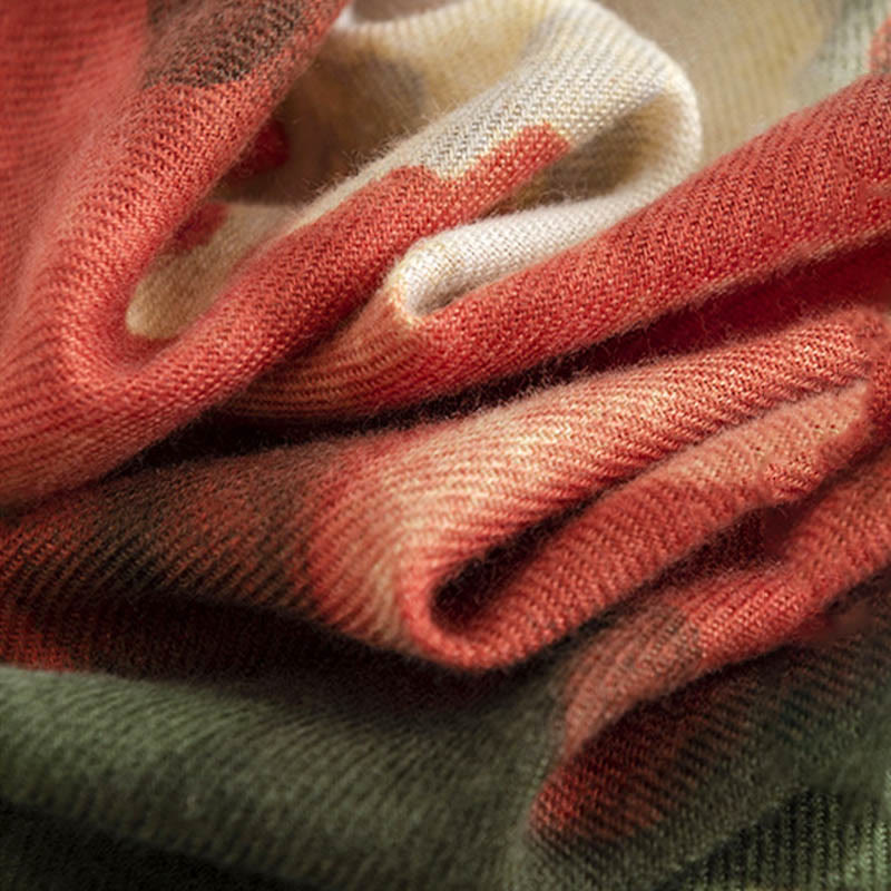 Scialle con stampa floreale, stile cinese retrò, con pittura a inchiostro, stile Buddha Stones , autunno inverno, caldo e accogliente - image 5